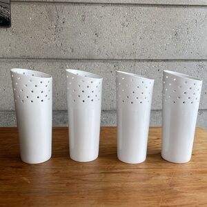 4 x White candle holder/vase